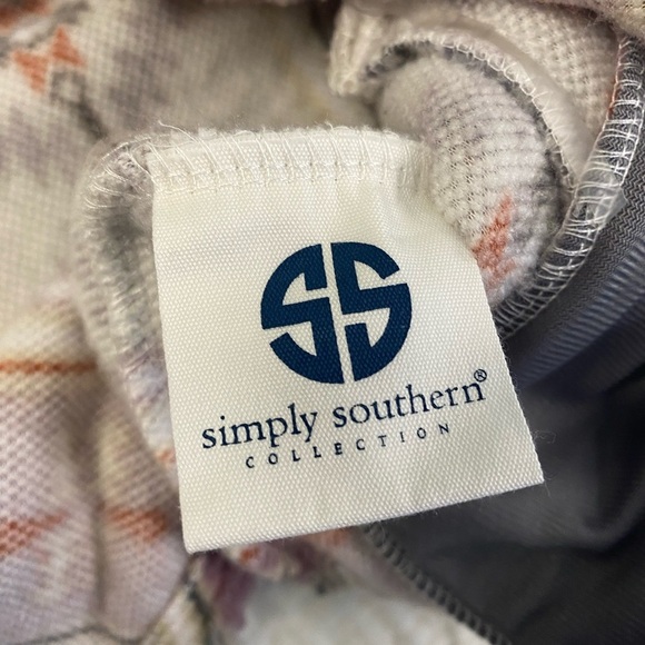 Simply Southern Aztec Gray Sweatshirt Shacket Jacket Sherpa Fleece Medium - Picture 6 of 16